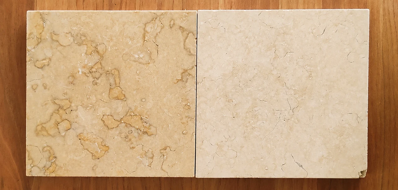 Kalkstein imprägnieren: links mit in|stead® STONE PROTECT behandelt, rechts unbehandelt